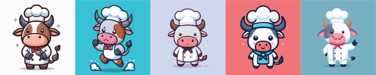 cute bull vector cosplay chef