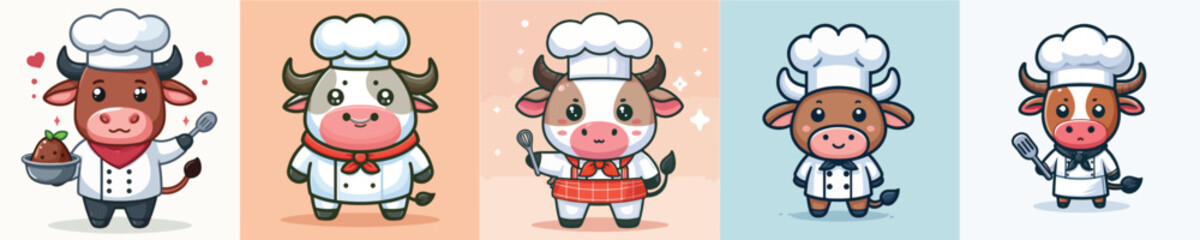 cute bull vector cosplay chef