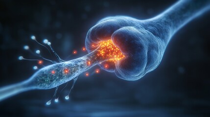 Detailed illustration of a neuron synapse connection.
