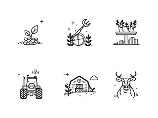 Farm Management Software line art icon improves farm productivity