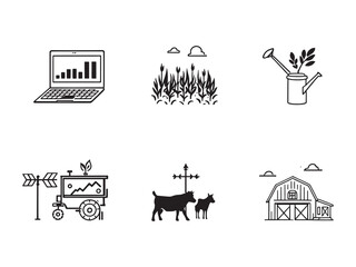 Farm Management Software line art icon for planning tools