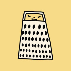 hand drawn cheese grater cartoon illustration