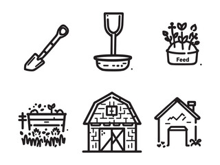 Farm Management Software line art icon simplifies crop tracking