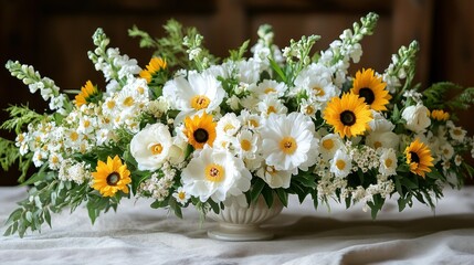 Fototapeta premium Elegant white and yellow floral arrangement