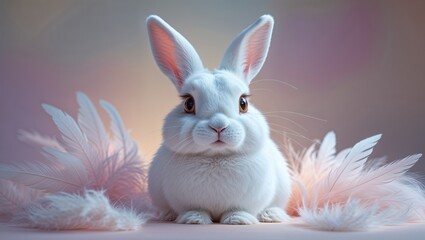 white rabbit on a blue background