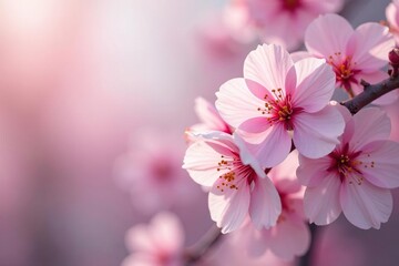 Obraz premium Delicate pink sakura blossoms, full bloom, soft petals , floral design, petals
