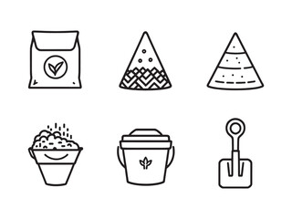 Fertilizer line art icon showing plant nutrient application