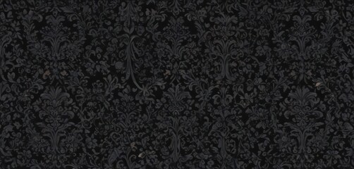 Intricate black damask, floral vines, seamless gothic pattern , damask, art