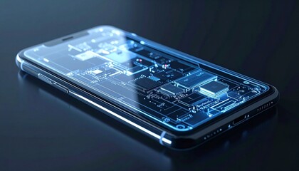 Exploded X-Ray View of Modern Smartphone Components on Dark Background