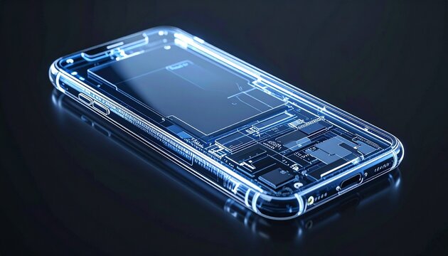 Exploded X-Ray View of Modern Smartphone Components on Dark Background
