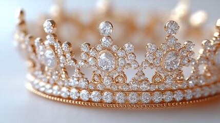 High Resolution Photo Of A Luxurious Golden Crown Adorned With Sparkling Diamonds