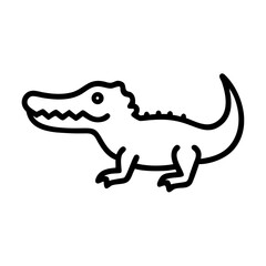 Cute baby crocodile illustration, playful stance on white background, copy space