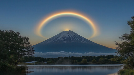 空にかかる壮大なダブルレインボー