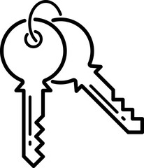 A vector icon of a house keyring with multiple keys and customizable outlines. Ideal for real estate, security, or home access visuals, offering a clean and versatile design for various projects.