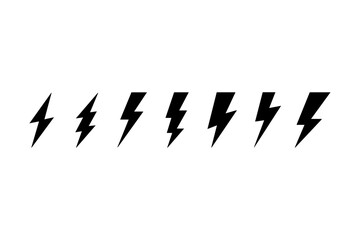 Lightning Bolt Icons – Set of Electric Power Symbol Silhouettes