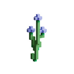 Fototapeta premium 3d flower asset pixel flower illustration purple 3d flower pixel art voxel floral design
