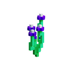 Obraz premium purple pixel flower illustration retro game asset cute 3d flower pixel art floral voxel design