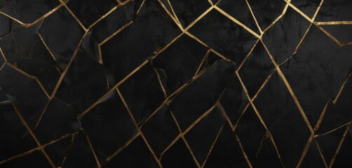 Fototapeta premium Black velvet backdrop with gold foil accents and geometric design, metallic, promo