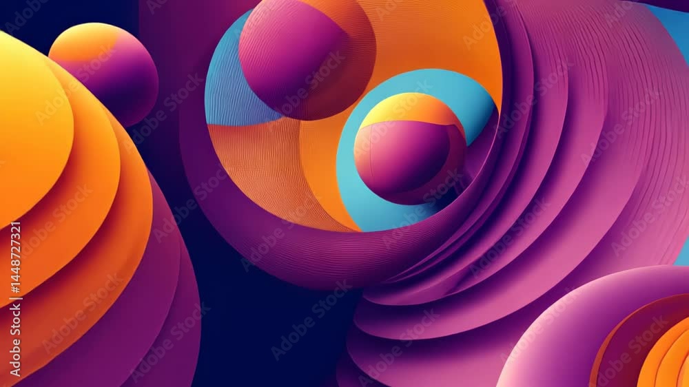 Poster vibrant spheres and flowing shapes create an abstract world of colors and patterns in an artistic co