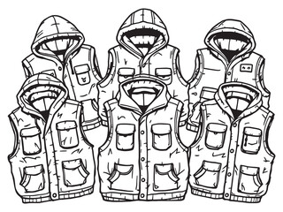 Fleece Vest line art icon trendy fashion accessory illustration