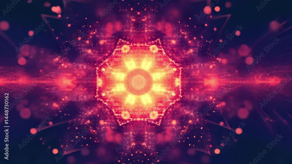 Poster Vibrant psychedelic particle pattern showcasing intensity and intricate details in a dynamic cosmic design, Abstract Particle of psychedelic Pattern