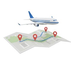 Airplane travel destinations flight planning map route vacation trip