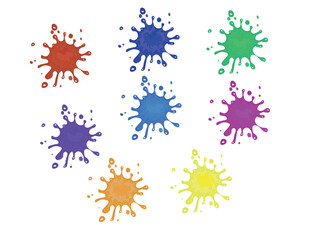 hoose from a variety of colorful paint splatters on a white isolated background.