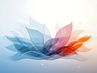 Abstract floral design with flowing leaves in cool tones
