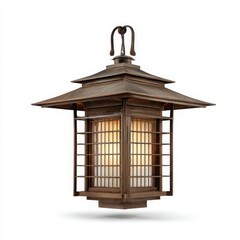 Hanging lantern fixture, bronze isolated on white background