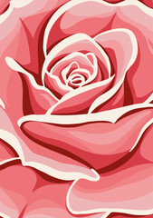 Red Rose Flower Vector Illustration. Pink rose for wedding design. 