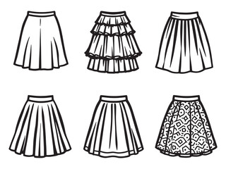 Full Skirt line art icon elegant fashion design illustration