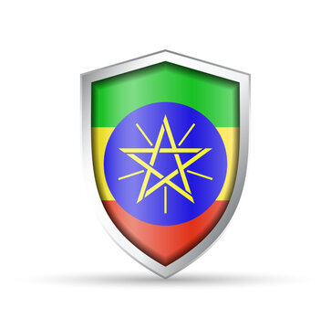 Ethiopia Flag Glossy Shield Icon