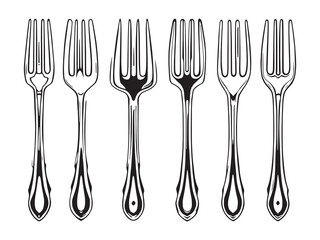 Garden Fork line art icon gardening equipment drawing