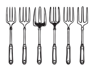 Garden Fork line art icon tool for digging