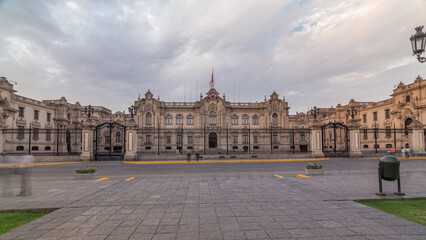 Obraz premium Palacio de Gobierno or The Government Palace also known as House of Pizarro timelapse hyperlapse.
