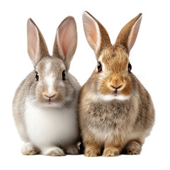 Obraz premium Two Adorable Rabbits Posing for a Close-Up Shot , isolated on white background PNG