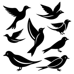 Flat Design Bird Silhouettes for Icons and Logos Vector