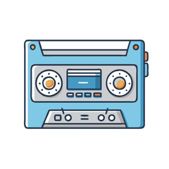 Retro cassette tape vector illustration for vintage music and audio technology design assets