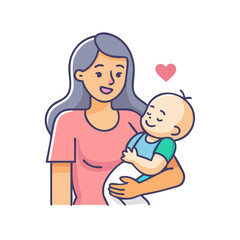Illustration of mother holding baby child with love and care for motherhood concept design