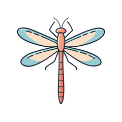 Illustration of a dragonfly insect flying with transparent wings vector drawing clip art design element
