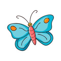 Illustration of a blue butterfly insect with wings vector art graphic design drawing image clip art