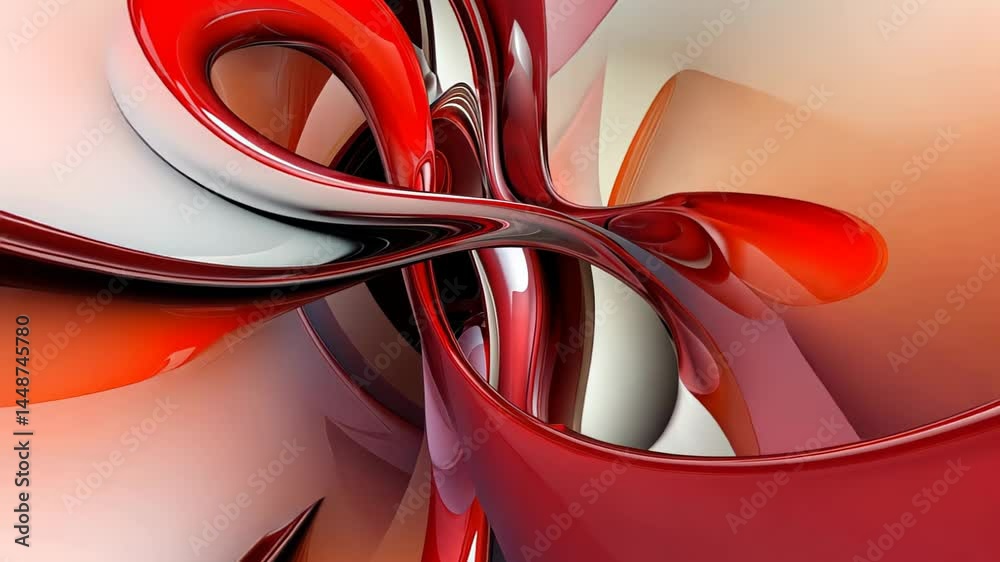 Poster dynamic swirls of red and white in abstract art create a captivating visual experience in modern des
