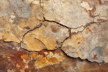 Obraz premium Close-Up of Cracked Dry Earth with Deep Natural Fractures and Warm Brown Tones