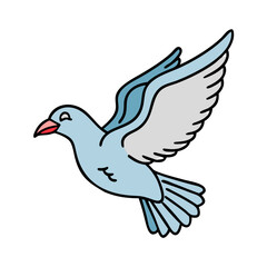 Illustration of flying dove bird peace symbol vector graphic drawing design element clip art image idea
