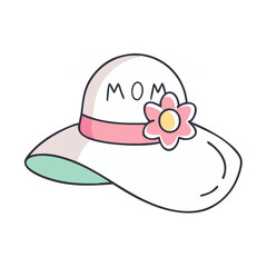Mom hat with flower vector illustration for mother's day gift idea and fashion accessory design