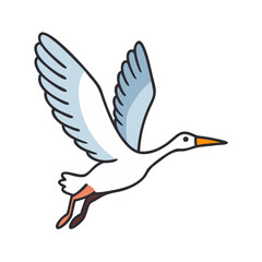 Obraz premium Illustration of a flying swan bird waterfowl with wings spread wildlife animal vector art design