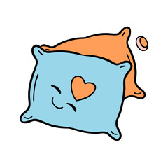 Cute pillows illustration vector graphic design with heart shape and soft colors for home decor