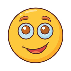 Cartoon yellow emoji face vector illustration for social media and expressing emotions online use