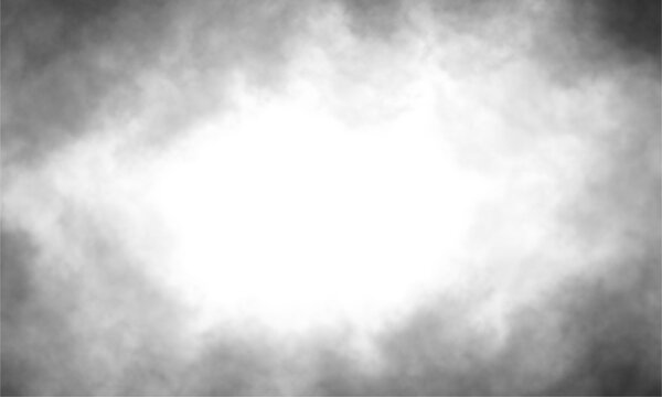Dark black smoke or fog isolated on transparent background. Misty fog overlay, steam texture, spooky smoke frame. PNG design element, template, or mockup
