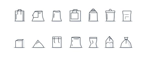 icon sheet, simple shapes, Bag icons